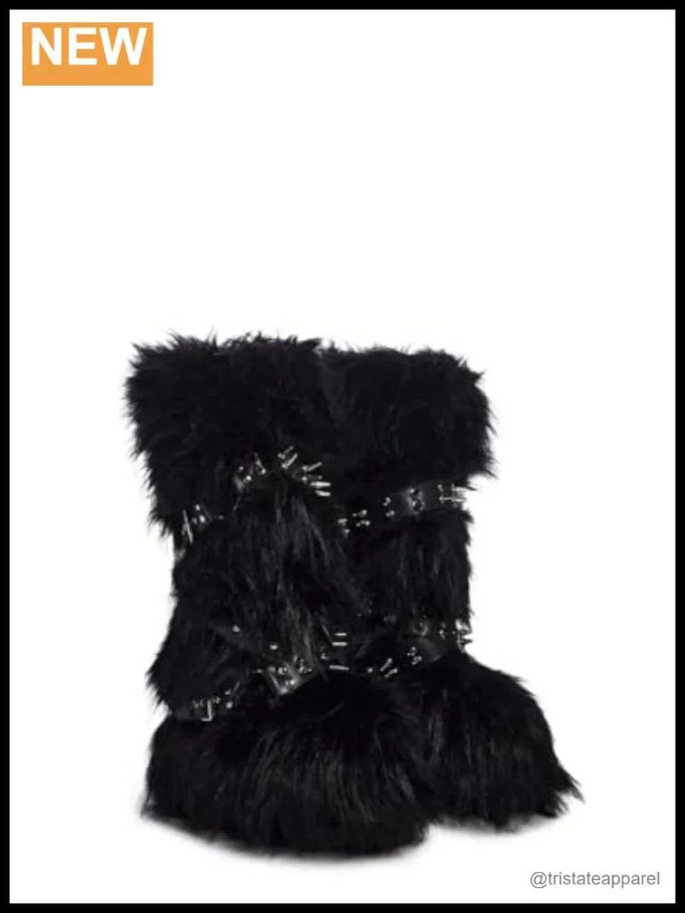 Faux Fur Knee High Platform Boots with Buckle Straps